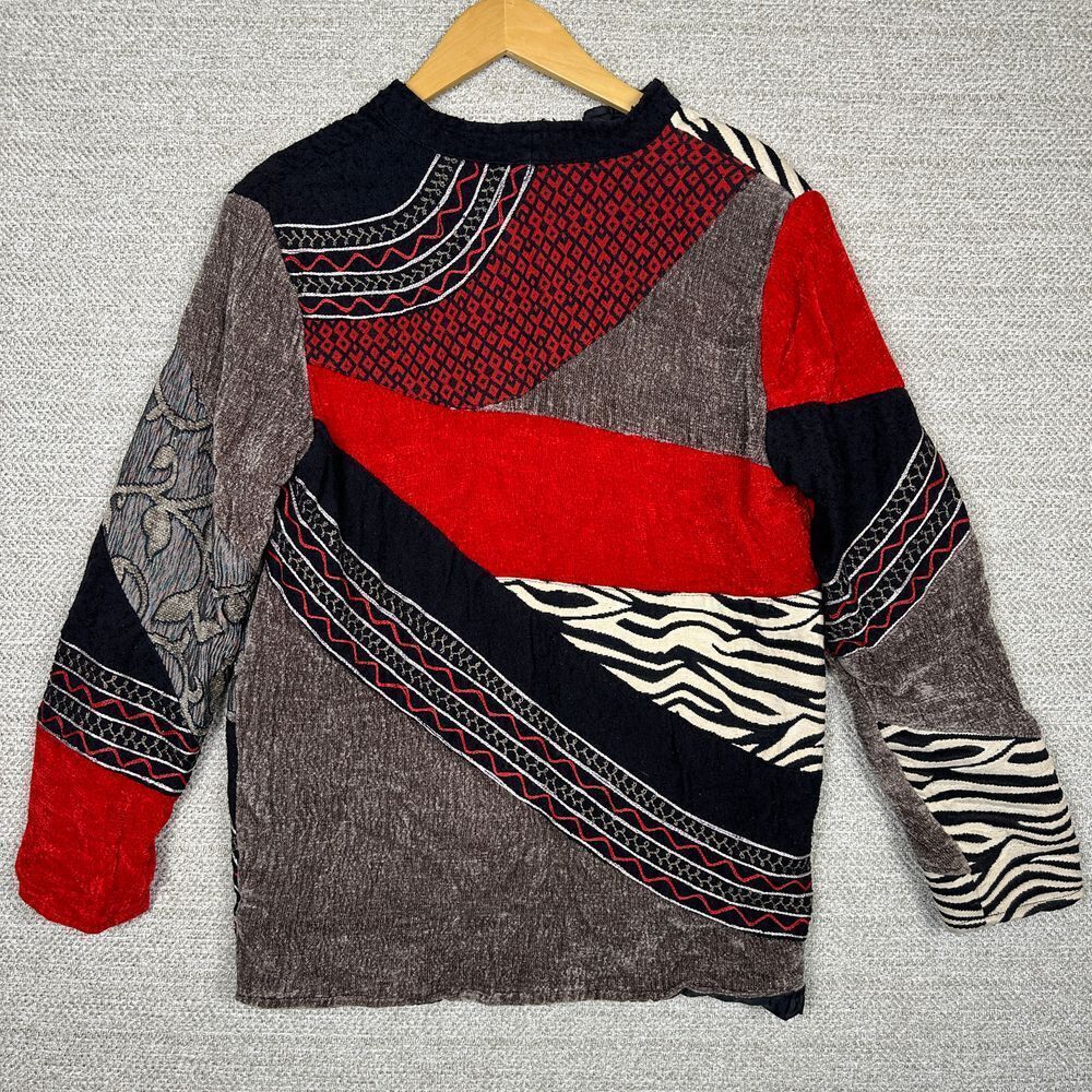 VTG Indigo Moon Sz M Tapestry Jacket Jacquard Boho Patchwork Artsy Animal Zebra - Picture 3 of 14